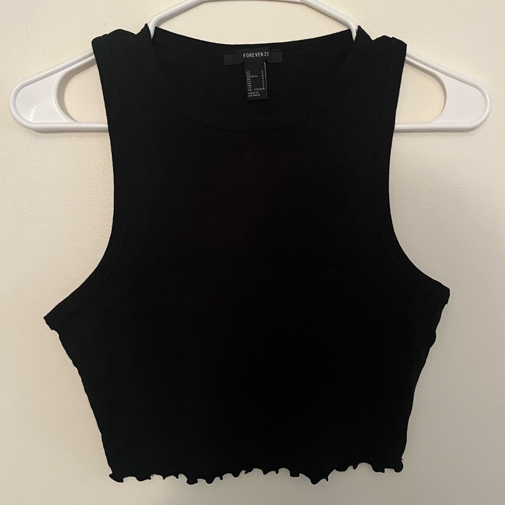 Black ribbed f21 tank top size Large